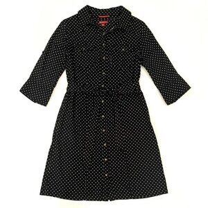 Merona Black & White Polka Dot Button Up Shirt Dress w Belt